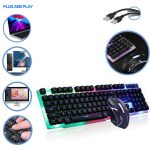 Pack Clavier et Souris Filaires - Clavier AZERTY Français, Résistant aux Éclaboussures, Silencieux, Câble USB de 1.8 m, Clavier PC, Portable, Ordinateur, Windows, Mac OS - (Clavier + Souris GTX 300)