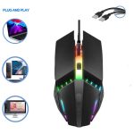 Souris Gaming Filaire avec Capteur Optique de 6400 DPI (Design Ergonomique, 3 Boutons , Jusqu'à 10M de Clics) Souris Nuos G5