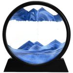 Peinture de Sable Qui coule, Image d'art de Sable en Mouvement Verre Rond 3D Paysage de Sable de la mer Profonde en Mouvement-Bleu