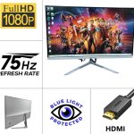 Écran large de 24 pouce, Résolution Full HD, Taux de rafraîchissement 75hz, Port HDMI, Port VGA, Conception très fine
